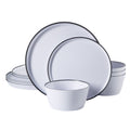Gibson Home Folsom Shores 12pc Melamine Dinnerware Set - Colored Rim - Matte - 2400G - Gift Box