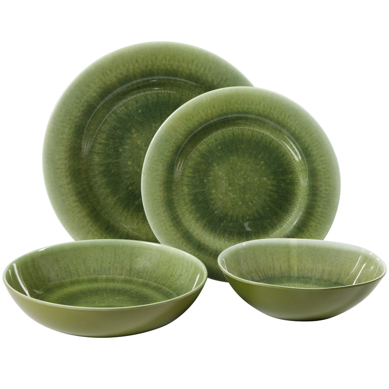 Gibson Home Casper Court 16pc Double Bowl Melamine Dinnerware Set - Decorated - 3520G - Gift Box