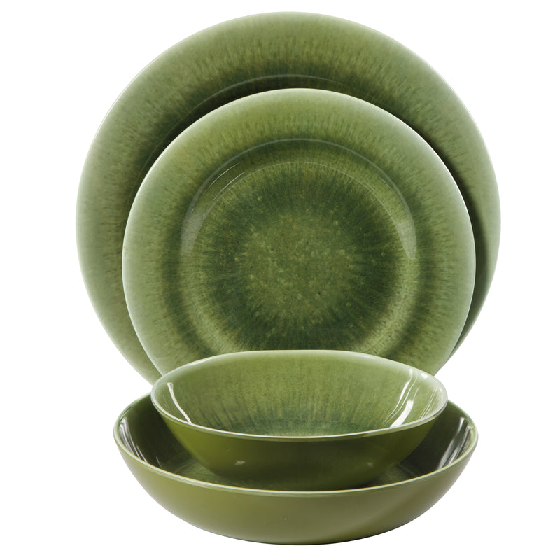 Gibson Home Casper Court 16pc Double Bowl Melamine Dinnerware Set - Decorated - 3520G - Gift Box
