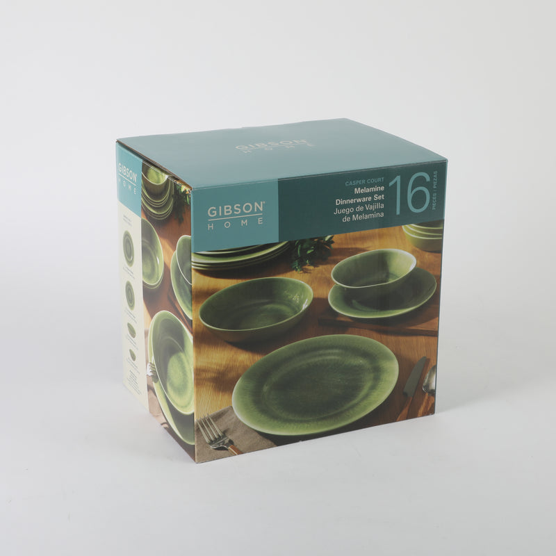 Gibson Home Casper Court 16pc Double Bowl Melamine Dinnerware Set - Decorated - 3520G - Gift Box