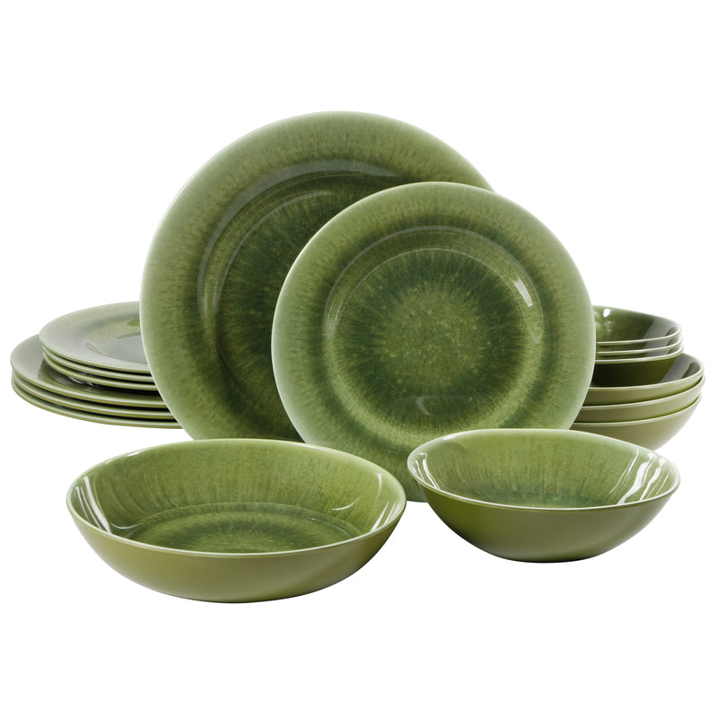 Gibson Home Casper Court 16pc Double Bowl Melamine Dinnerware Set - Decorated - 3520G - Gift Box