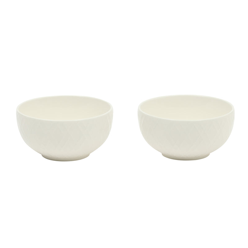 Gibson Home Great Essentials 2pc 4.5" Fruit Bowl Set - Embossed - White - Fine Ceramic -Color Sleeve