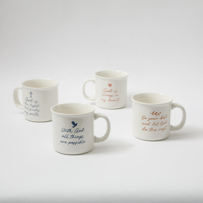 Gibson Home Daily Wisdom 21 oz Mug - 4 Assorted Designs - Wax Relief - Fine Ceramic - Open Stock