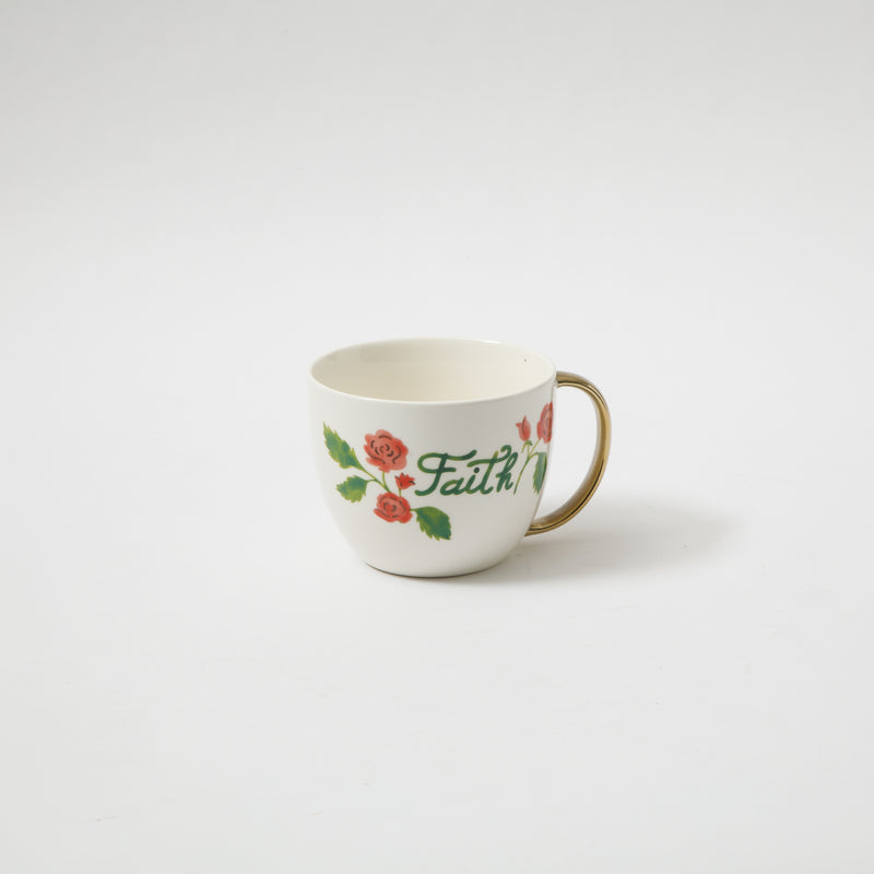 Gibson Home Inspired Gardens 17.5 oz Mug - Gold Handle w/ Decal - 4 Assorted Designs - Decorated - Fine Ceramic - Open Stock w/ UPC Label