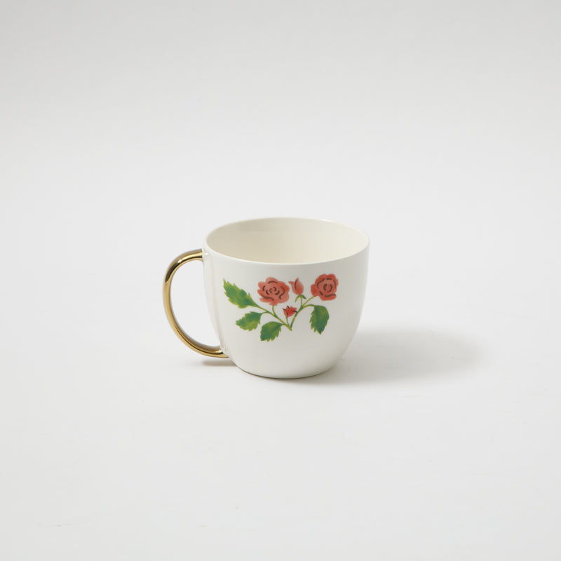 Gibson Home Inspired Gardens 17.5 oz Mug - Gold Handle w/ Decal - 4 Assorted Designs - Decorated - Fine Ceramic - Open Stock w/ UPC Label