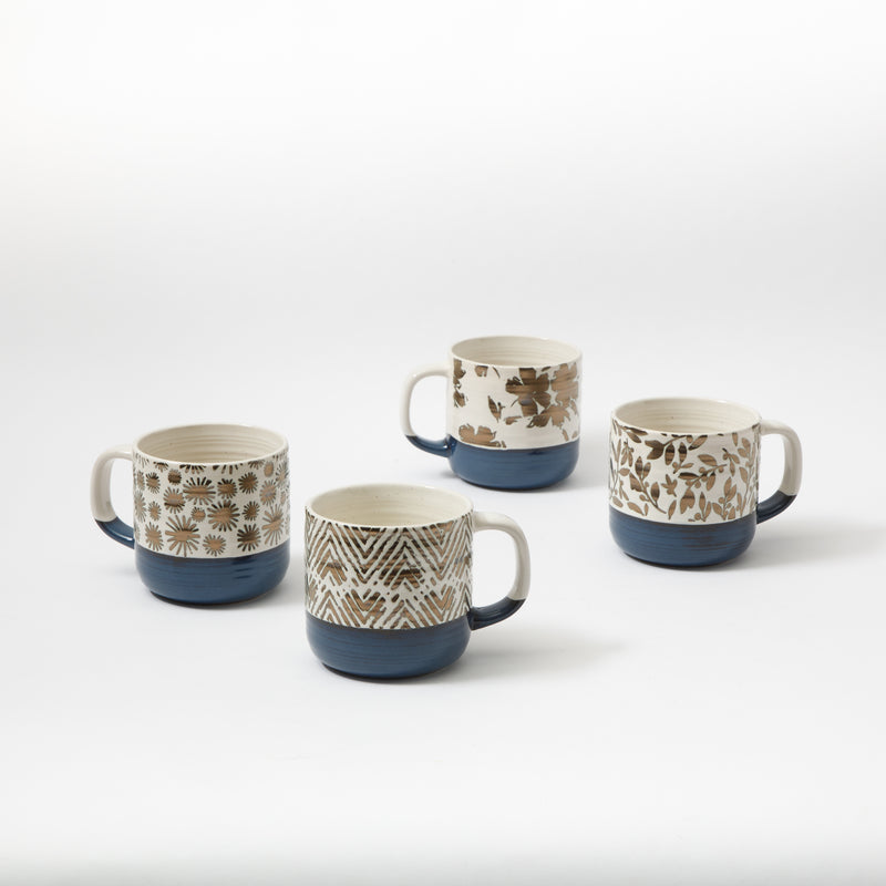Gibson Home Spruce Garden 17oz Mug - 4 Assorted Designs - Wax Relief - Stoneware - Open Stock w/ UPC Label