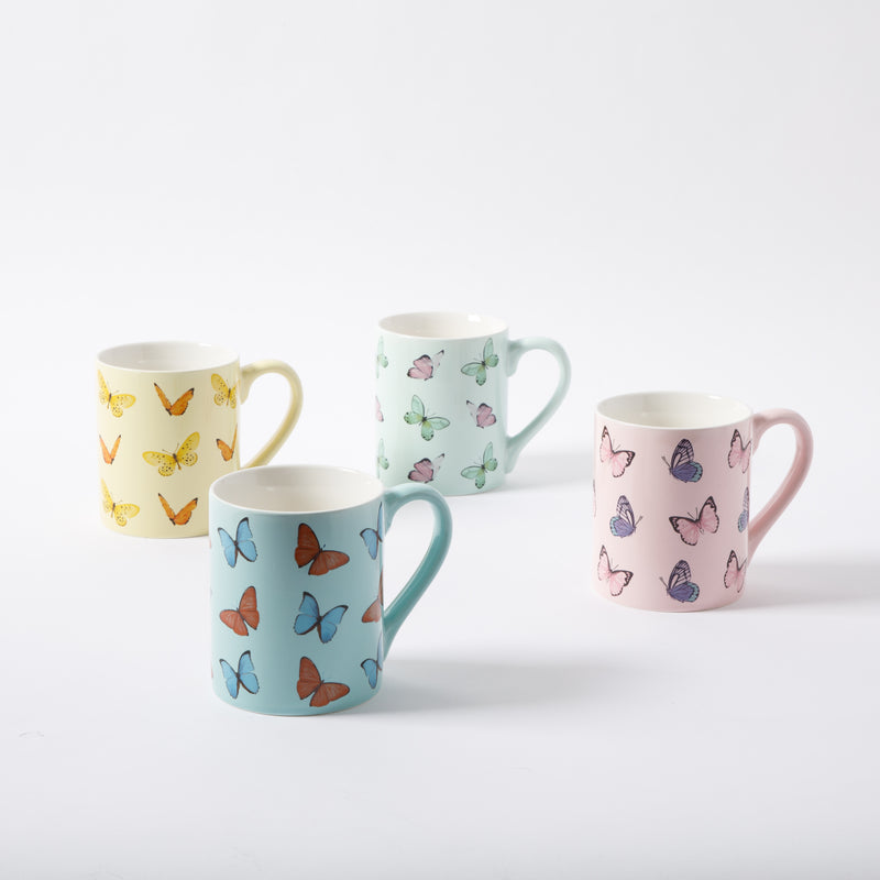 Gibson Home Butterfly Pop 18 oz Mug - 4 Assorted Designs - Decorated - Fine Ceramic - Open Stock w/ UPC Label