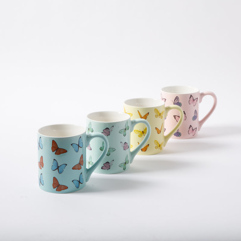 Gibson Home Butterfly Pop 18 oz Mug - 4 Assorted Designs - Decorated - Fine Ceramic - Open Stock w/ UPC Label