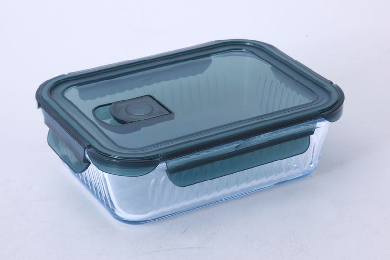 Martha Stewart Shadowbrook 32 oz Borosilicate Glass Storage Container w/ PP Lid - Green Lid - Rectangle - Color Sleeve