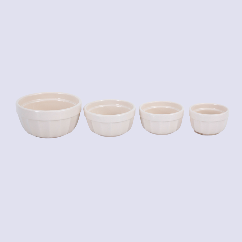 Martha Stewart Broadbrook 4pc Prep Bowl Set - Cream - Round - Solid Color - Stoneware - Color Sleeve