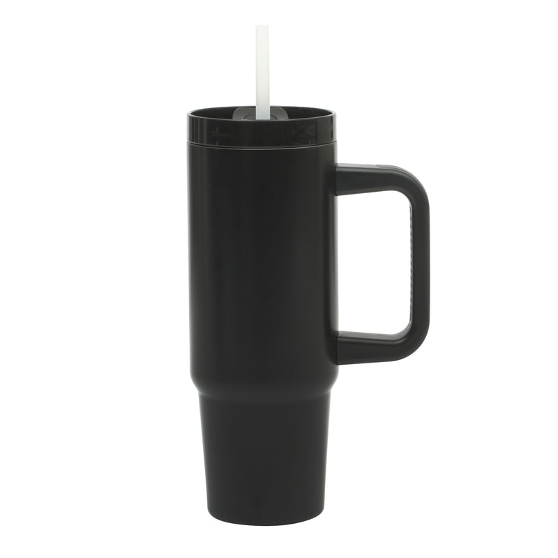 Gibson Home Marina 29 oz Double Wall Stainless Steel Tumbler w/ Handle and Straw - Open Stock w/ Color Sleeve