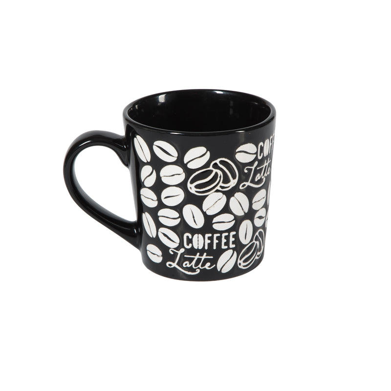 Mr. Coffee Vintage Brew 2pc 18oz Mug Set - Beans - Wax Relief - Stoneware - Gift Box (Open Window)