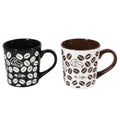 Mr. Coffee Vintage Brew 2pc 18oz Mug Set - Beans - Wax Relief - Stoneware - Gift Box (Open Window)