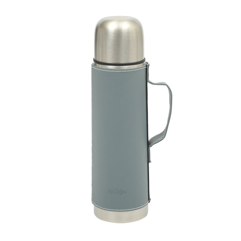Mr. Coffee Leatherette 23oz Stainless Steel Double Wall Thermal Bottle w/ Lid & PU Handle - Black - Open Stock