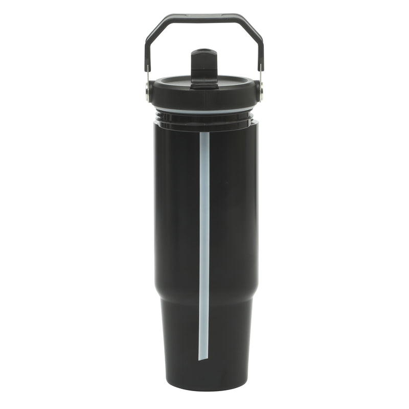 Gibson Home Marina 29 oz Stainless Steel Double Wall Tumbler w/ Handle & Straw - Open Stock w/ Color Sleeve
