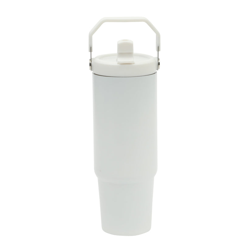 Gibson Home Marina 29 oz Stainless Steel Double Wall Tumbler w/ Handle & Straw - Open Stock w/ Color Sleeve