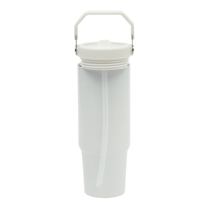 Gibson Home Marina 29 oz Stainless Steel Double Wall Tumbler w/ Handle & Straw - Open Stock w/ Color Sleeve