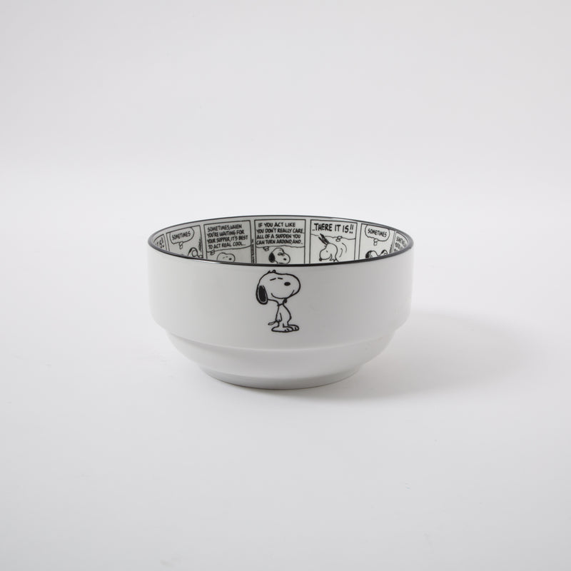 Peanuts Sunday Strips 2pc 6" Bowl Set - Black / White - Decorated - Fine Ceramic - Color Sleeve