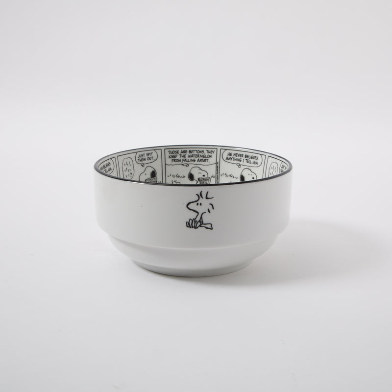 Peanuts Sunday Strips 2pc 6" Bowl Set - Black / White - Decorated - Fine Ceramic - Color Sleeve