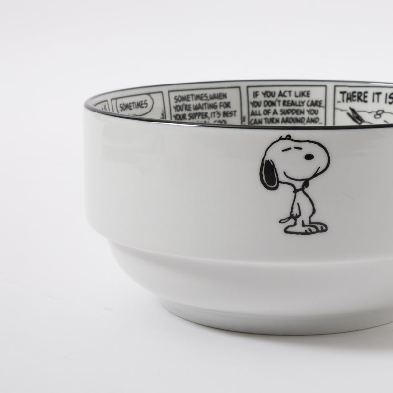 Peanuts Sunday Strips 2pc 6" Bowl Set - Black / White - Decorated - Fine Ceramic - Color Sleeve