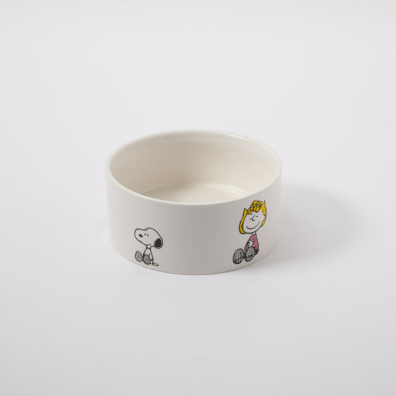 Peanuts Snack Time 6" Pet Bowl - Snoopy and Woodstock - Decorated - Stoneware - Open Stock w/ UPC Label
