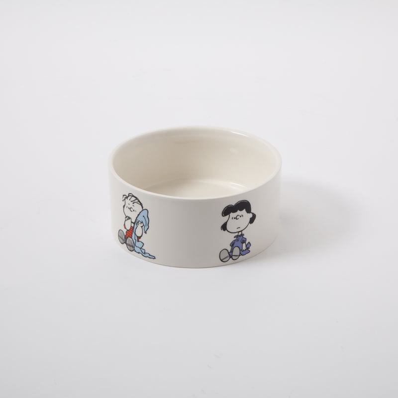 Peanuts Snack Time 6" Pet Bowl - Snoopy and Woodstock - Decorated - Stoneware - Open Stock w/ UPC Label