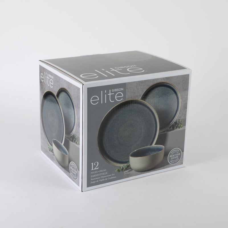 Gibson Elite Earnestville 12pc Dinnerware Set - Reactive Glaze - Stoneware - Gift Box