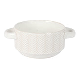 Gibson Elite Earlhart 2 pc 6" Soup Bowl Set - 2 Assorted Designs - Cream - Reactive Glaze - Stoneware - Color Sleeve