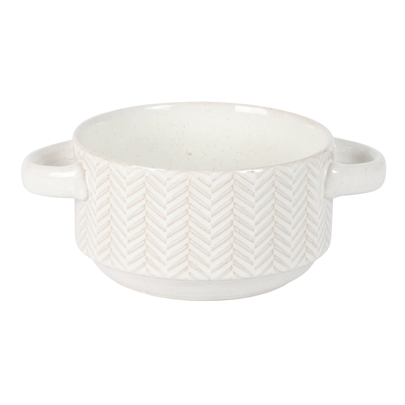 Gibson Elite Earlhart 2 pc 6" Soup Bowl Set - 2 Assorted Designs - Cream - Reactive Glaze - Stoneware - Color Sleeve