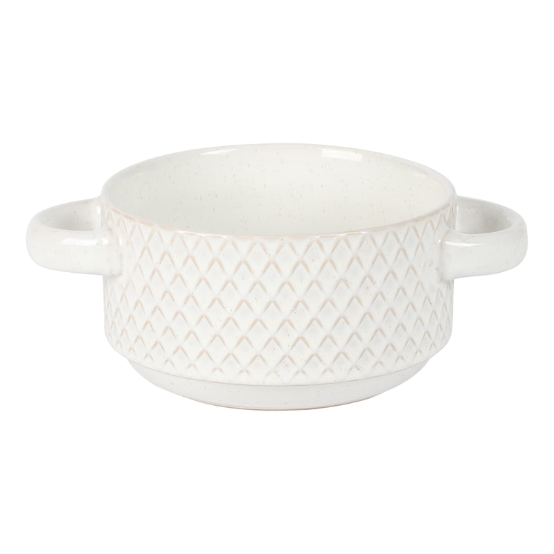 Gibson Elite Earlhart 2 pc 6" Soup Bowl Set - 2 Assorted Designs - Cream - Reactive Glaze - Stoneware - Color Sleeve
