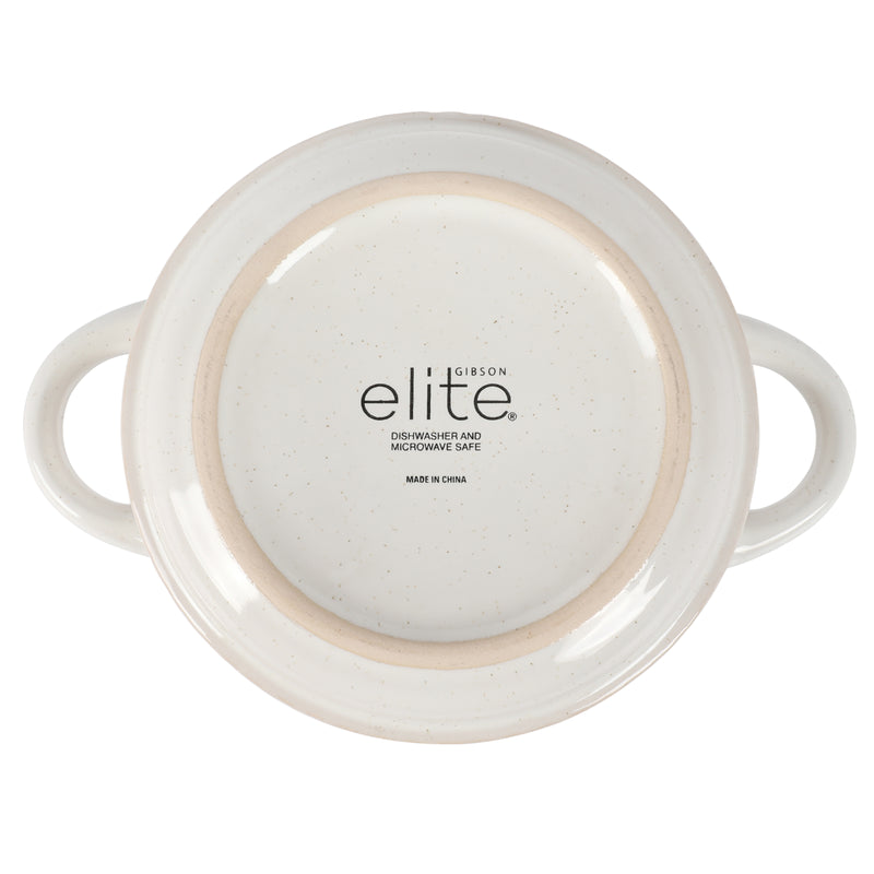 Gibson Elite Earlhart 2 pc 6" Soup Bowl Set - 2 Assorted Designs - Cream - Reactive Glaze - Stoneware - Color Sleeve