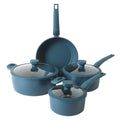 Gibson Home Helensburgh 7pc Carbon Steel Cookware Set w/ Silicone Rim Glass Lid - Soft Touch Bakelite Handle - Gift Box