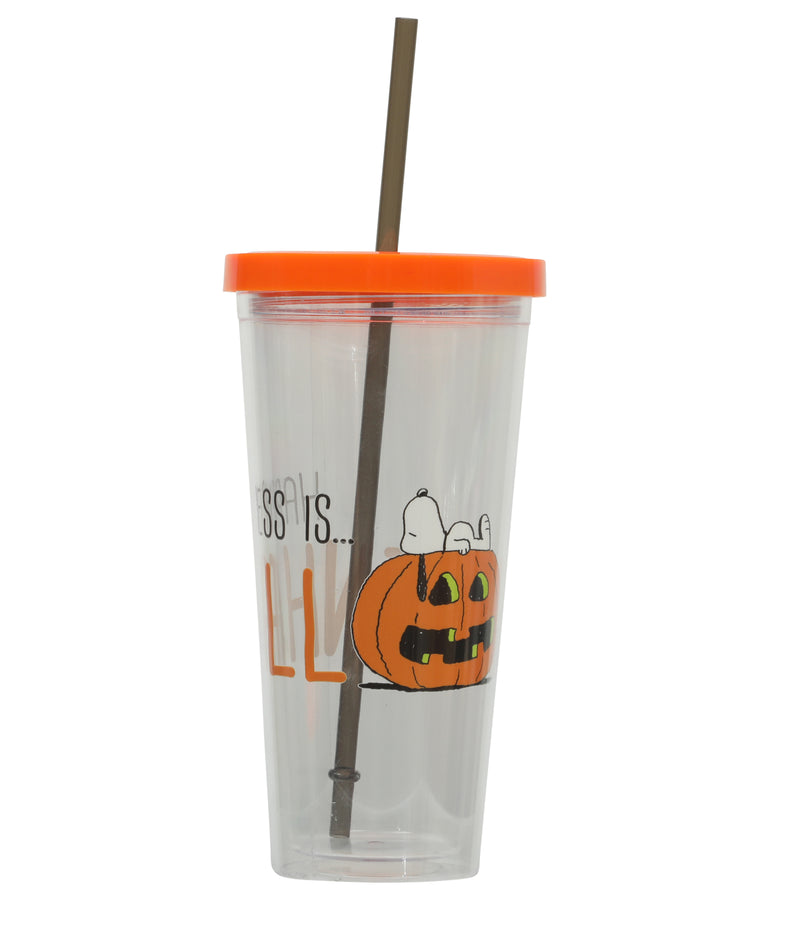 Peanuts 24oz Double Wall Plastic Tumbler w/ Lid & Straw - Open Stock w/ UPC Label