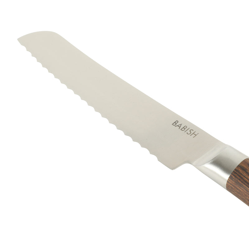 Babish 8" German Steel Bread Knife w/ Paka Wood Handle - Gift Box w/ Remailer