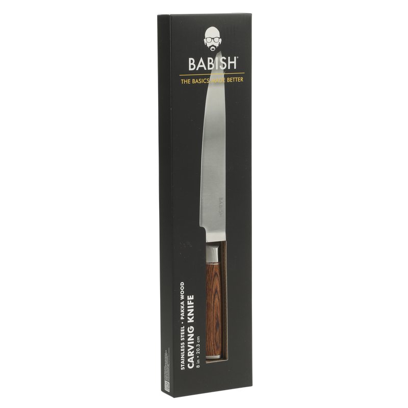 Babish 8" German Steel Carving Knife w/ Paka Wood Handle - Gift Box w/ Remailer