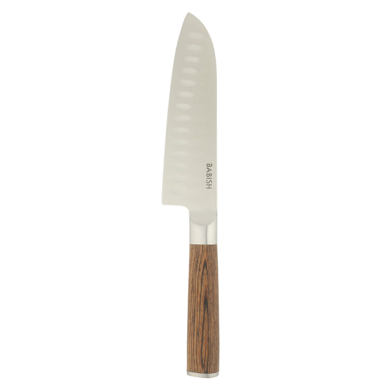 Babish 6.5" German Steel Santoku Knife w/ Paka Wood Handle - Gift Box w/ Remailer