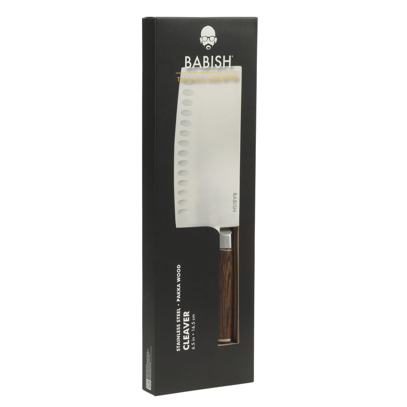 Babish 6.5" German Steel Cleaver w/ Paka Wood Handle - Gift Box w/ Remailer