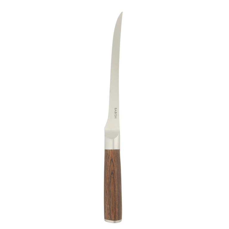 Babish 7" German Steel Boning Knife w/ Paka Wood Handle - Gift Box w/ Remailer