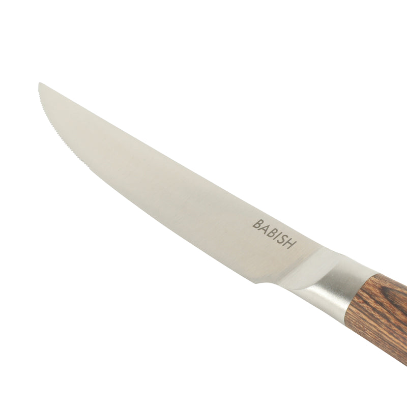 Babish 4 pc 4.9" German Steel Steak Knives w/ Paka Wood Handle - Gift Box w/ Remailer