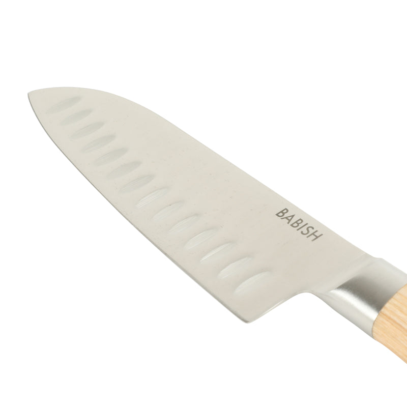 Babish 6.5" German Steel Santoku Knife w/ Paka Wood Handle - Gift Box w/ Remailer