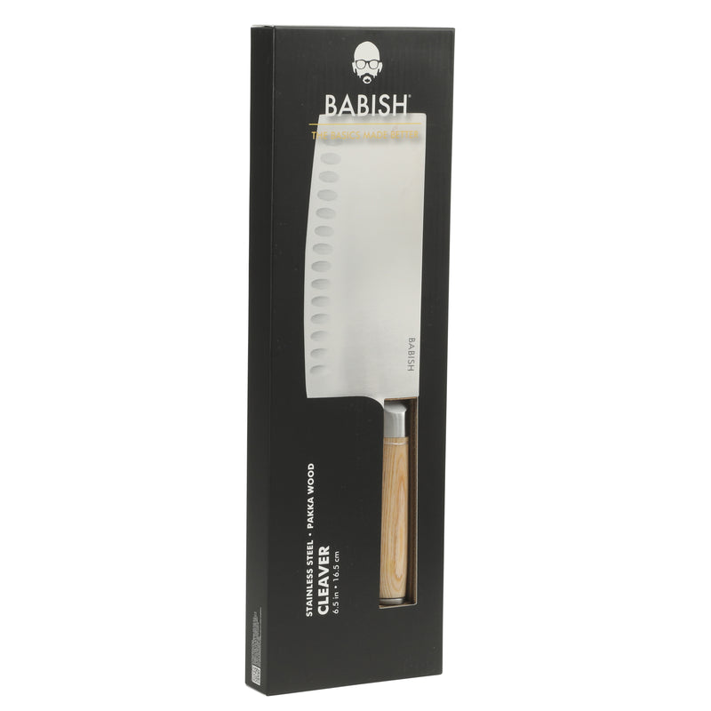 Babish 6.5" German Steel Cleaver w/ Paka Wood Handle - Gift Box w/ Remailer