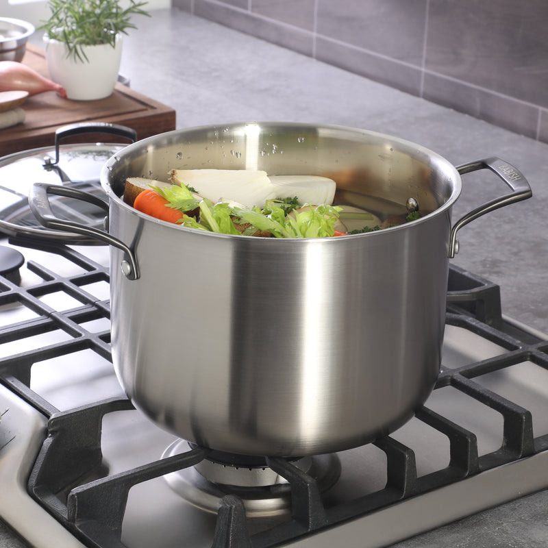 Babish 8qt Triply Stainless Steel Stockpot w/ Glass Lid & Black PVD Handle - Color Sleeve w/ Remailer