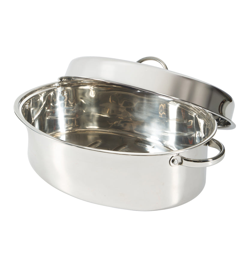 Gibson Home Johnstown 18" Stainless Steel Roaster w/ Domed Lid - Oval - Color Label w/ Shrink Wrap