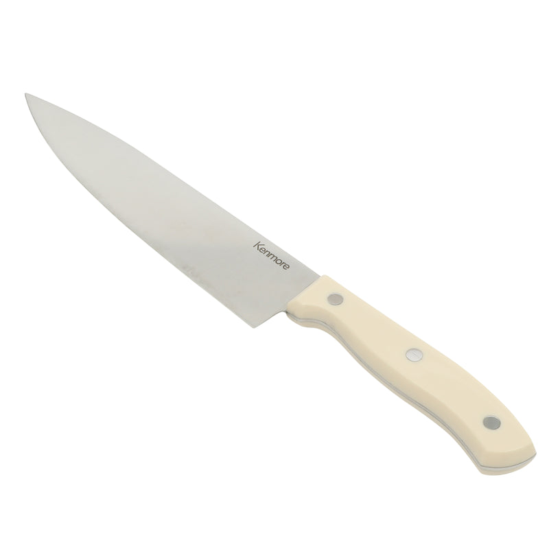 Kenmore Kane Glacier 14pc Stainless Steel Cutlery Set w/ Ashwood Block - ABS Handle - Gift Box w/ Remailer : Linen