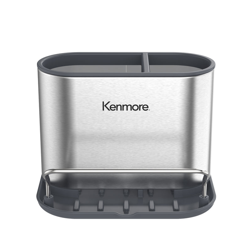Kenmore Kirkwall Metal Panel Sink Organizer w/ Towel Hanging Rail & PP Tray - Silk Logo Print - Gift Box w/ Remailer