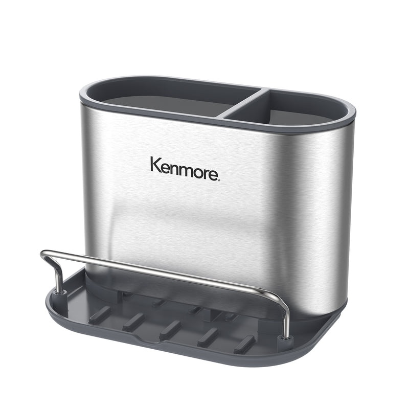 Kenmore Kirkwall Metal Panel Sink Organizer w/ Towel Hanging Rail & PP Tray - Silk Logo Print - Gift Box w/ Remailer