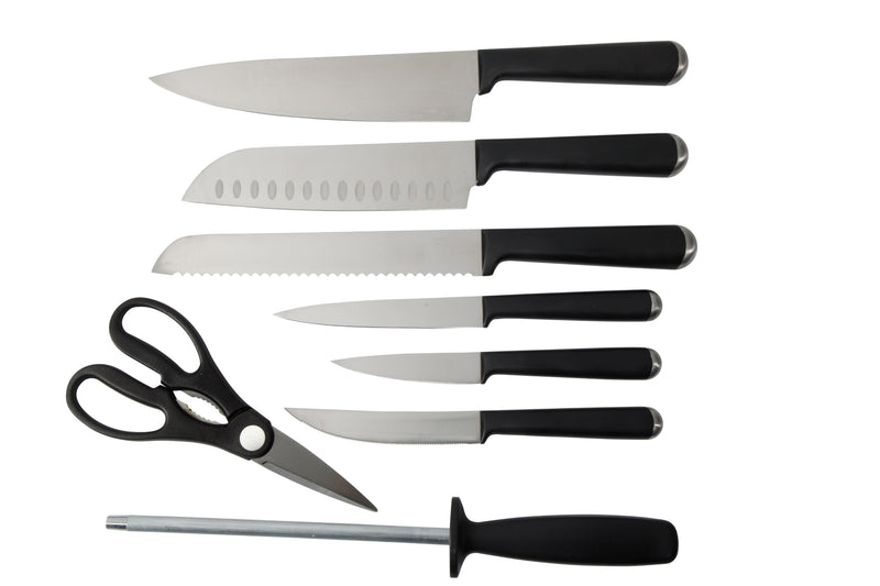 Martha Stewart Everyday Belleridge 14pc Cutlery Set w/ Ashwood Block - Stainless Steel - ABS Handle - GBX