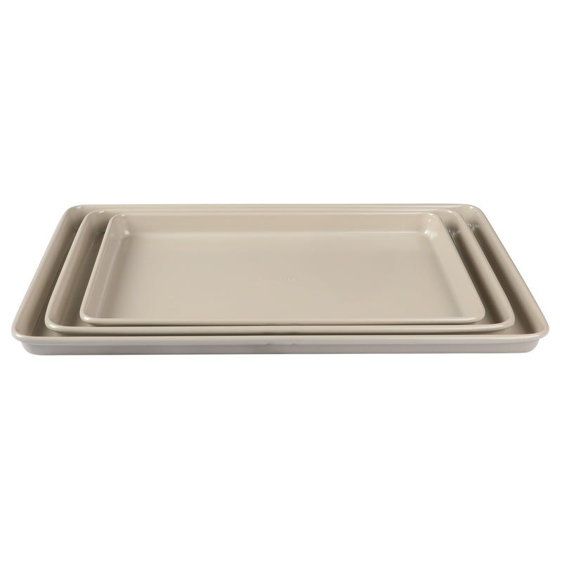 Martha Stewart Gallen 3pc 13", 15" & 17" Carbon Steel Cookie Sheet Set - Color Label w/ Remailer