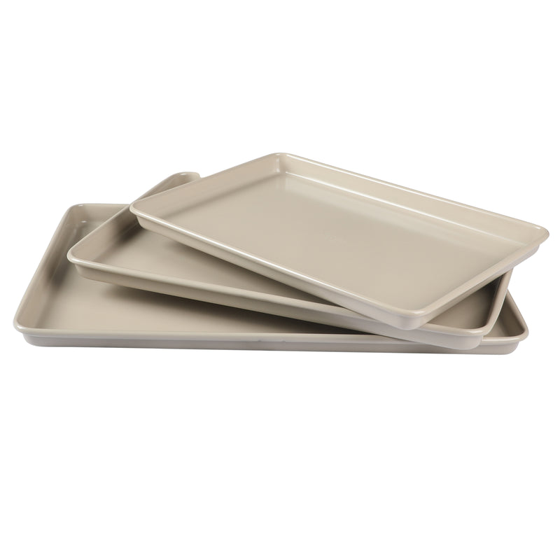 Martha Stewart Gallen 3pc 13", 15" & 17" Carbon Steel Cookie Sheet Set - Color Label w/ Remailer