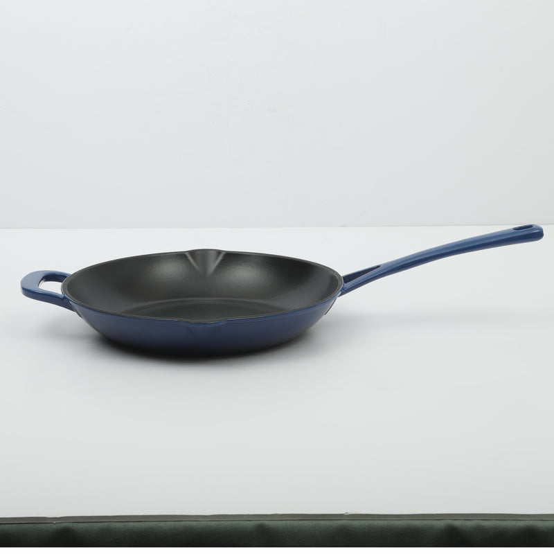 Martha Stewart Gatwick 12" Enameled Cast Iron Skillet - Gray Interior - Round - Color Sleeve w/ RM